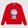 Replica Gucci Men Doraemon x Gucci Wool Sweater Red Crewneck Label On the Back