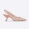 Replica Dior Women J’Adior Slingback Pump Rose Des Vents Cotton Embroidery with Micro Houndstooth Motif