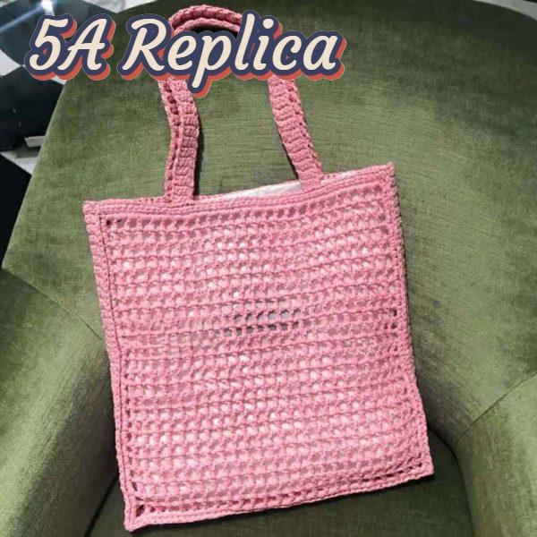 Replica Prada Women Raffia Tote Bag-Pink 4