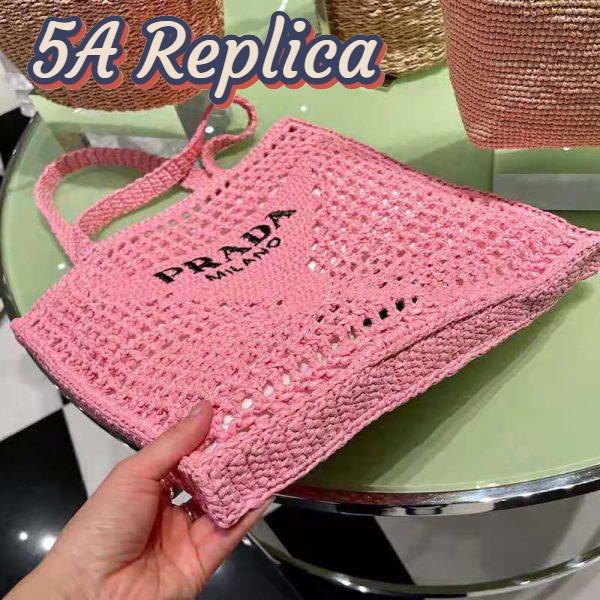 Replica Prada Women Raffia Tote Bag-Pink 5