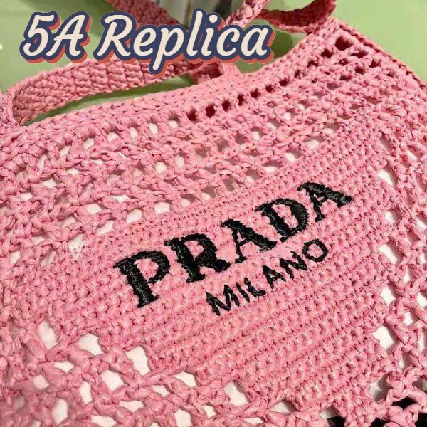 Replica Prada Women Raffia Tote Bag-Pink 6