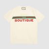 Replica Gucci Men Gucci Boutique Print T-Shirt Off-White Cotton Jersey