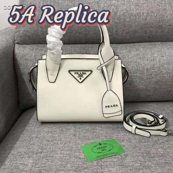 Replica Prada Women Saffiano Leather Prada Kristen Handbag-White 4