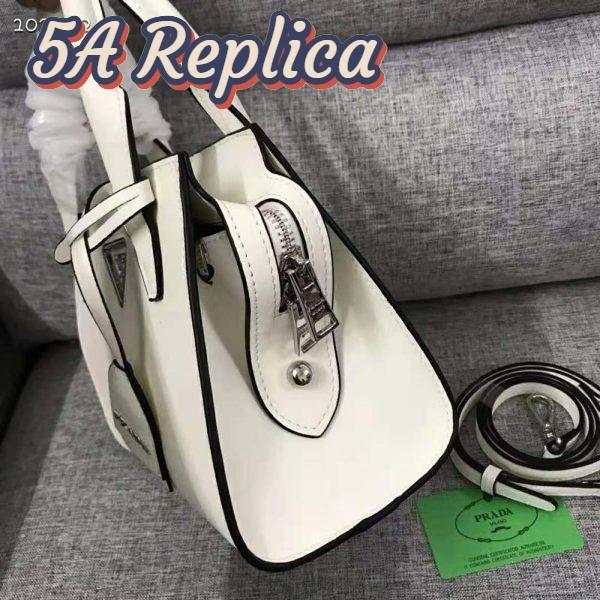 Replica Prada Women Saffiano Leather Prada Kristen Handbag-White 9