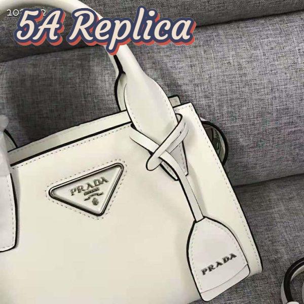 Replica Prada Women Saffiano Leather Prada Kristen Handbag-White 10