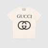 Replica Gucci Men Oversize T-Shirt with Interlocking G-White