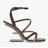 Replica Fendi Women FF First Brown Nappa Leather High-Heeled Sandals 9.5 cm Heel