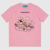Replica Gucci Women Disney x Gucci Donald Duck T-Shirt Cotton Jersey Crewneck Short Sleeves-Pink