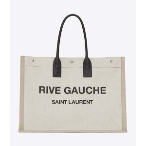 Replica Saint Laurent YSL Women Rive Gauche Tote Bag Linen Leather