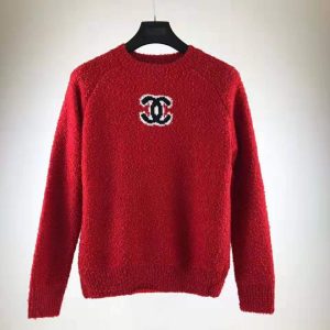Replica Chanel Women Pullover Wool and Mixed Fibers & Cashmere Sweater-Red 2