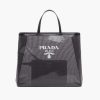 Replica Prada Women Sequined Mesh Tote Bag-Black