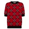 Replica Gucci Women GG Reversible Interlocking G Wool Sweater Crewneck Short Sleeves