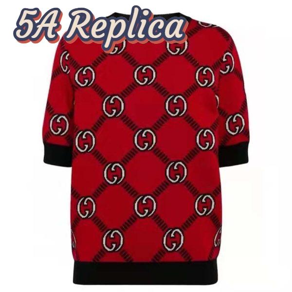 Replica Gucci Women GG Reversible Interlocking G Wool Sweater Crewneck Short Sleeves 2