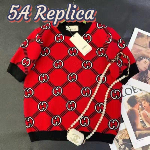Replica Gucci Women GG Reversible Interlocking G Wool Sweater Crewneck Short Sleeves 3