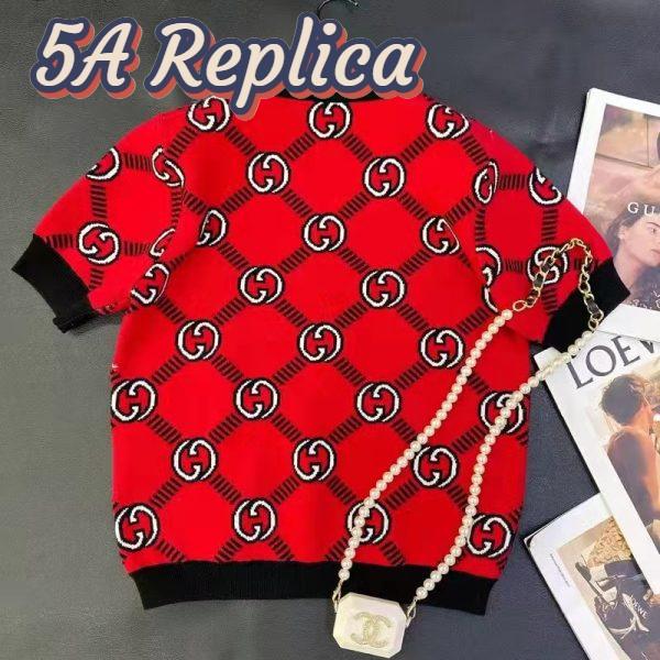 Replica Gucci Women GG Reversible Interlocking G Wool Sweater Crewneck Short Sleeves 4