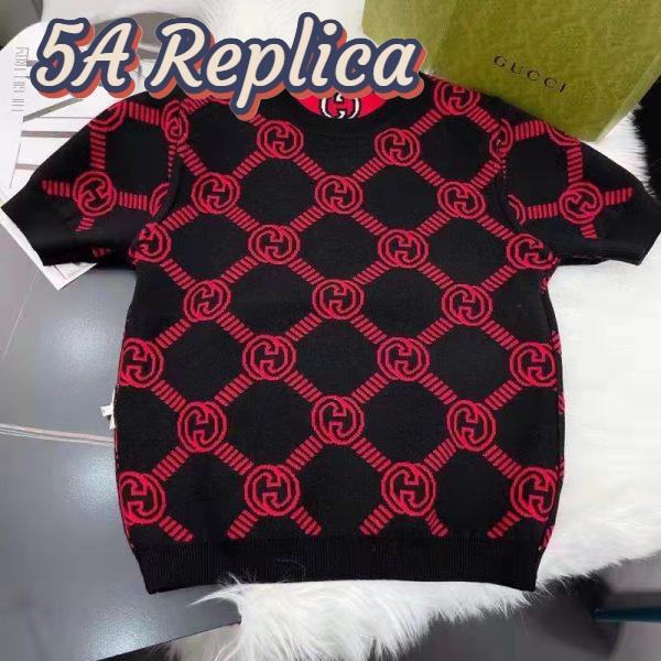 Replica Gucci Women GG Reversible Interlocking G Wool Sweater Crewneck Short Sleeves 5