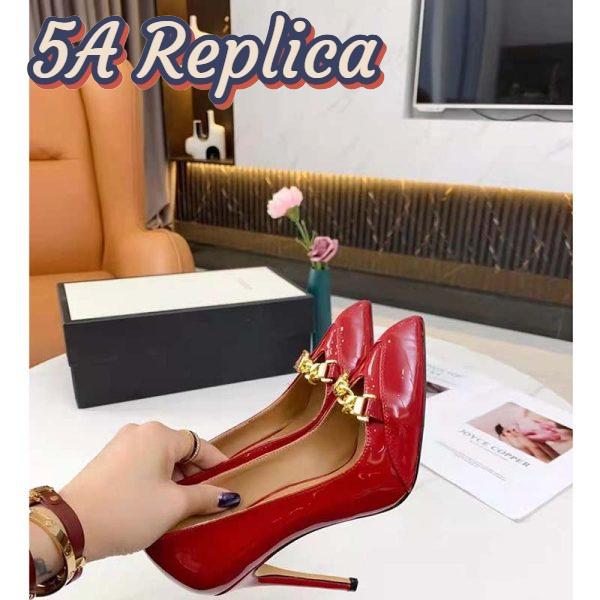 Replica Gucci GG Women’s Leather Pump with Chain Red Leather 9 cm Heel 11