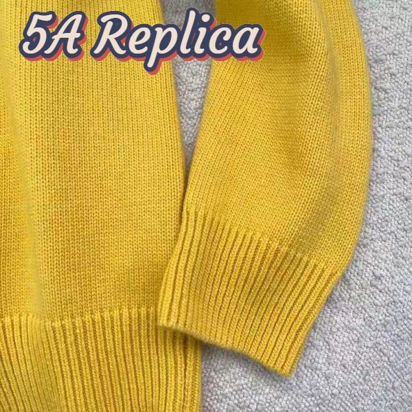 Replica Gucci Women Gucci 100 Wool Sweater Yellow Wool Blue Red Web 100 Intarsia 7