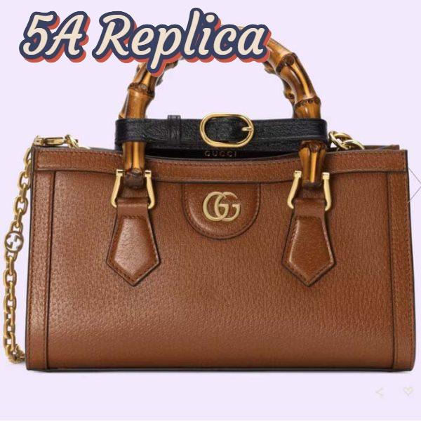 Replica Gucci Women GG Diana Small Shoulder Bag Brown Leather Double G