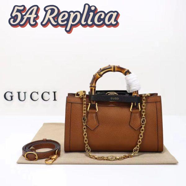 Replica Gucci Women GG Diana Small Shoulder Bag Brown Leather Double G 4