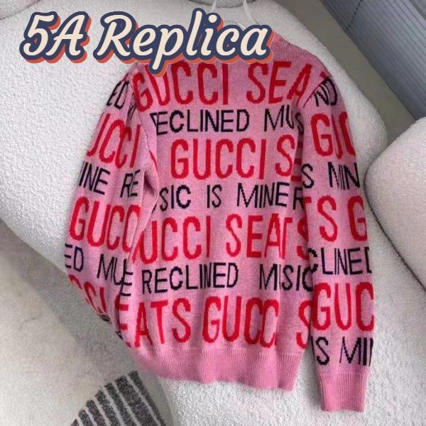 Replica Gucci Women Les Pommes Cotton Heart Sweater White Hearts Knit Cotton Jacquard V-Neck 5