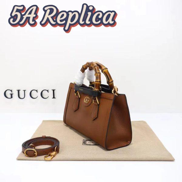 Replica Gucci Women GG Diana Small Shoulder Bag Brown Leather Double G 8