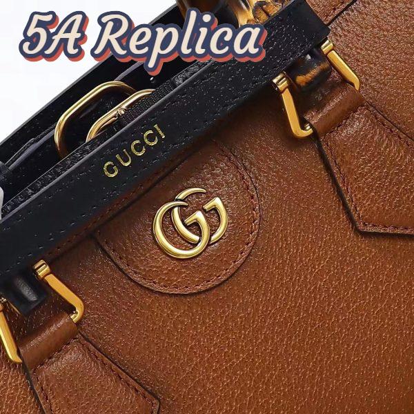 Replica Gucci Women GG Diana Small Shoulder Bag Brown Leather Double G 9
