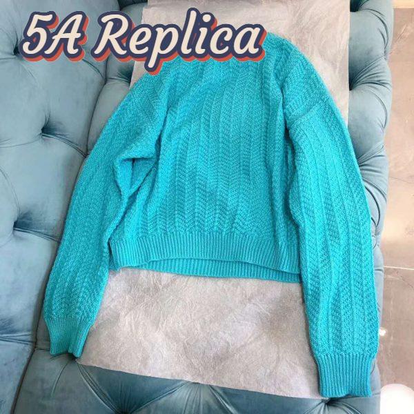Replica Gucci Women Mohair Crop Sweater Chick Egg Turquoise Knit Wool Blend 5
