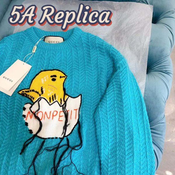 Replica Gucci Women Mohair Crop Sweater Chick Egg Turquoise Knit Wool Blend 6