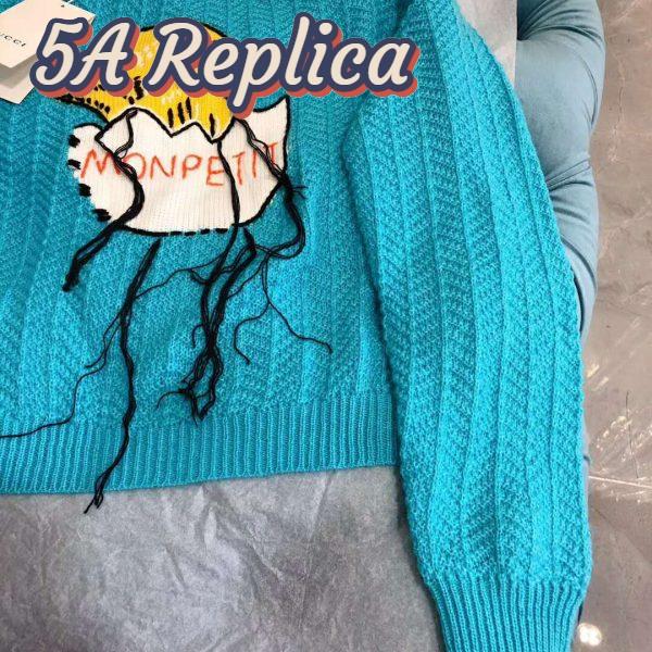 Replica Gucci Women Mohair Crop Sweater Chick Egg Turquoise Knit Wool Blend 7