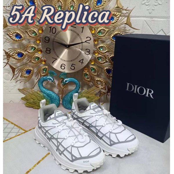 Replica Dior Unisex Shoes CD B31 Runner Sneaker White Technical Mesh Gray Rubber Warped Cannage 4