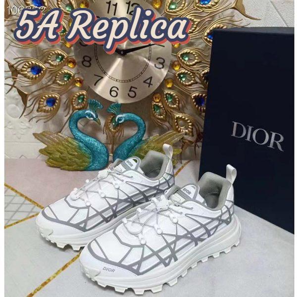 Replica Dior Unisex Shoes CD B31 Runner Sneaker White Technical Mesh Gray Rubber Warped Cannage 6
