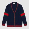 Replica Gucci Women Oversize Cable Knit Cardigan Sweater-Navy