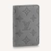 Replica Louis Vuitton LV Unisex Pocket Organizer Anthracite Gray Monogram Shadow Calf Leather