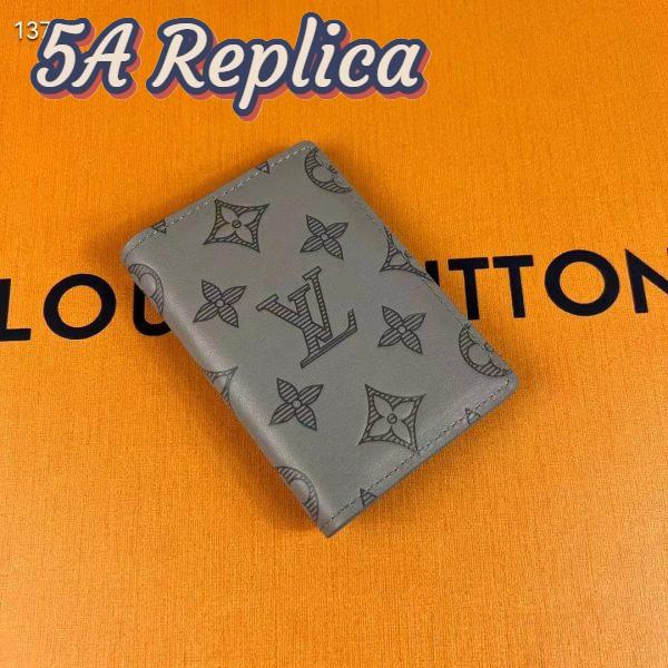 Replica Louis Vuitton LV Unisex Pocket Organizer Anthracite Gray Monogram Shadow Calf Leather 3