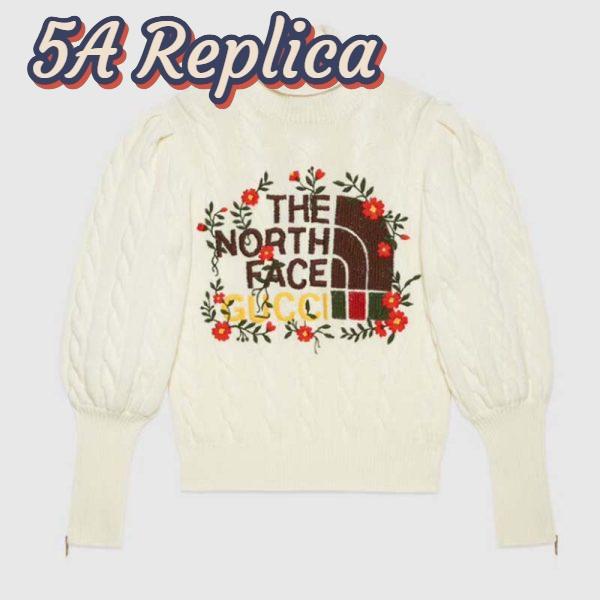 Replica Gucci Women The North Face x Gucci Sweater Ivory Soft Wool