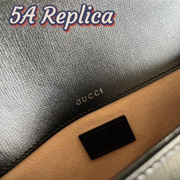 Replica Gucci Women Dionysus Small Shoulder Bag Black Leather GG Supreme Canvas 10
