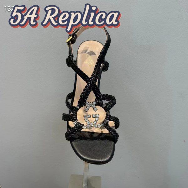 Replica Gucci Women GG Cystal Interlocking G Sandal High 9 CM Heel 5