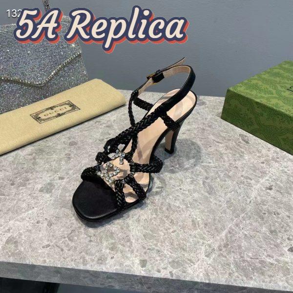 Replica Gucci Women GG Cystal Interlocking G Sandal High 9 CM Heel 8