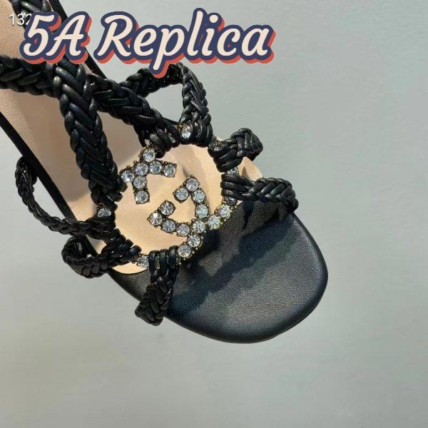 Replica Gucci Women GG Cystal Interlocking G Sandal High 9 CM Heel 9
