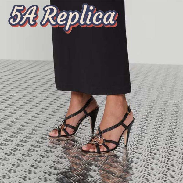 Replica Gucci Women GG Cystal Interlocking G Sandal High 9 CM Heel 12