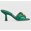 Replica Gucci Women GG Double G Slide Sandal Red Chevron Matelassé Leather 7.6 cm Heel 14