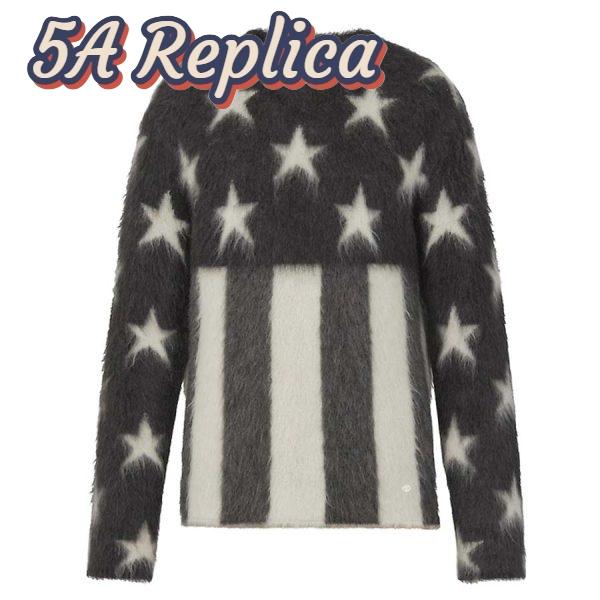 Replica Louis Vuitton LV Women USA Flag Mohair Jacquard Crewneck Sweater-Grey 2