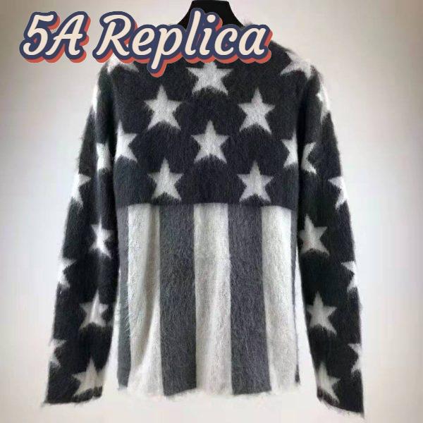 Replica Louis Vuitton LV Women USA Flag Mohair Jacquard Crewneck Sweater-Grey 3