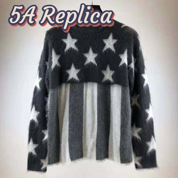 Replica Louis Vuitton LV Women USA Flag Mohair Jacquard Crewneck Sweater-Grey 4