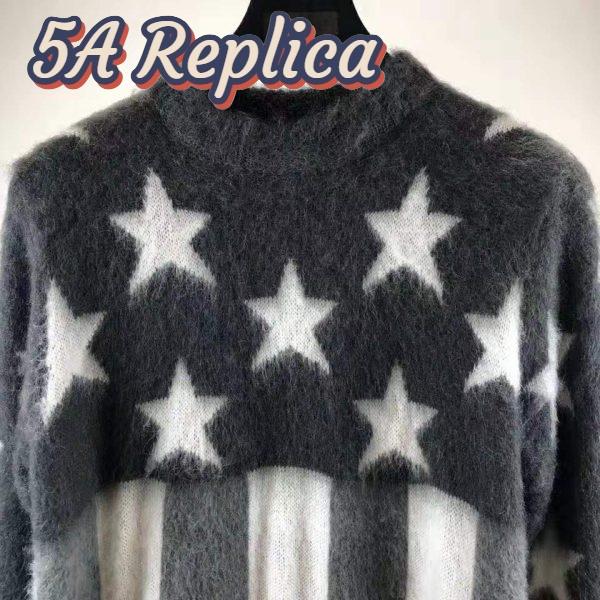 Replica Louis Vuitton LV Women USA Flag Mohair Jacquard Crewneck Sweater-Grey 5