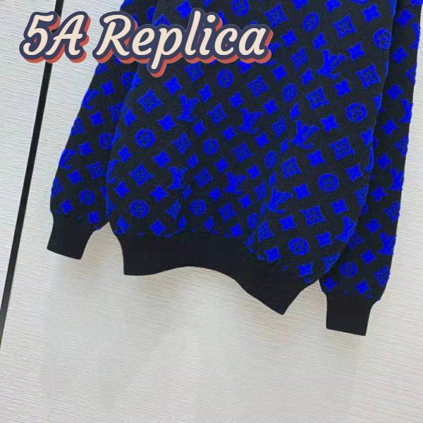 Replica Louis Vuitton Women Full Monogram Jacquard Crew Neck Cotton Blue Regular Fit 7