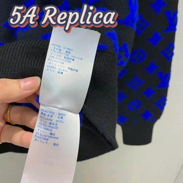 Replica Louis Vuitton Women Full Monogram Jacquard Crew Neck Cotton Blue Regular Fit 11