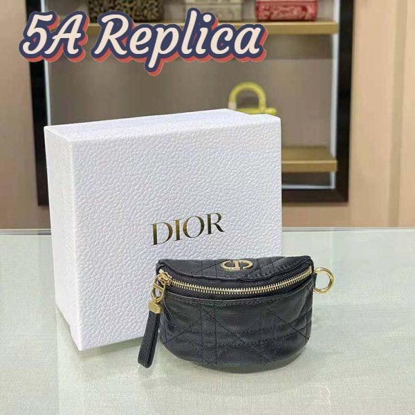 Replica Dior Women Detachable Dior Caro Half-Moon Coin Purse-Black 3