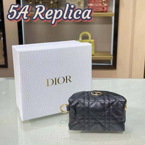 Replica Dior Women Detachable Dior Caro Half-Moon Coin Purse-Black 4